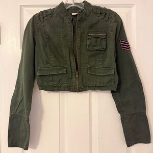 Mudd Army Green Cropped 90’s Military Style Jacket